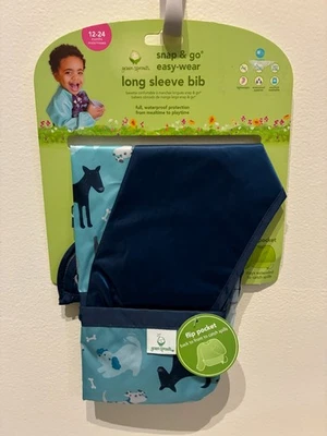 NUEVO Babero Manga Larga Green Sprouts Snap & Go Fácil de Usar 12-24M- Azul Foto 1 de 2