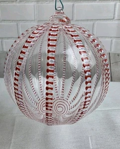 Artful Home 4" rot/weiß gestreift abstrakt mundgeblasen Glas Weihnachtsschmuck - Bild 1 von 8