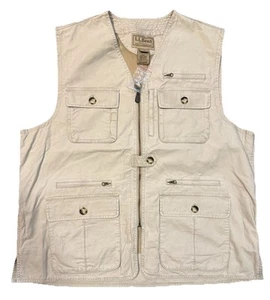 NEW L. L. Bean Men's Size XXL Khaki Multi Pocket Zip Up Fishing/Utility Vest - Picture 1 of 4