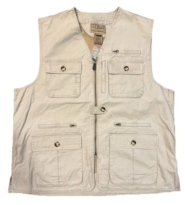 NEW L. L. Bean Men's Size XXL Khaki Multi Pocket Zip Up Fishing/Utility Vest - Image 1 of 4