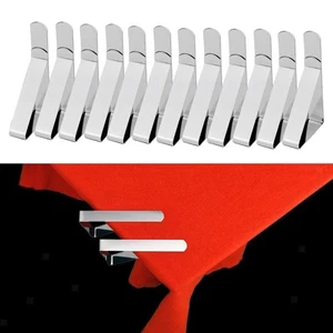 12x Tisch Stoff Clips Edelstahl Tischdecke Clips Esstisch Abdeckung Halter - Picture 1 of 7