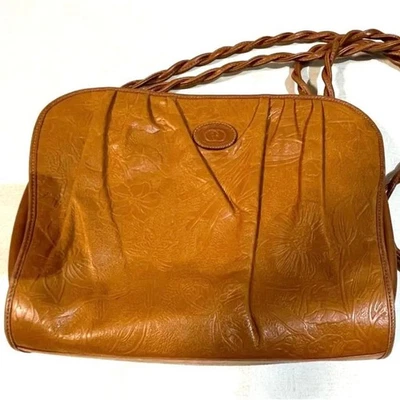 GUCCI 001908 0885 Bolso de Hombro Flor Repujado Cuero Marrón De Colección De Japón Foto 1 de 4