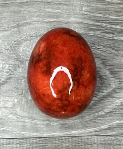 Vintage Genuine Alabaster Egg Red Marble handcrafted in Italy, 2.25" l, 6 oz. - Picture 1 of 5