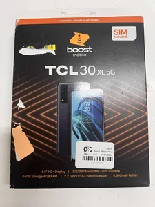 Boost Mobile TCL 30 XE 5G 64GB Black T767W Smartphone - Picture 1 of 2