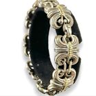 Caviar Lagos 18k Yellow Gold & Sterling Silver Link Panel Bracelet Dome 7.25”
