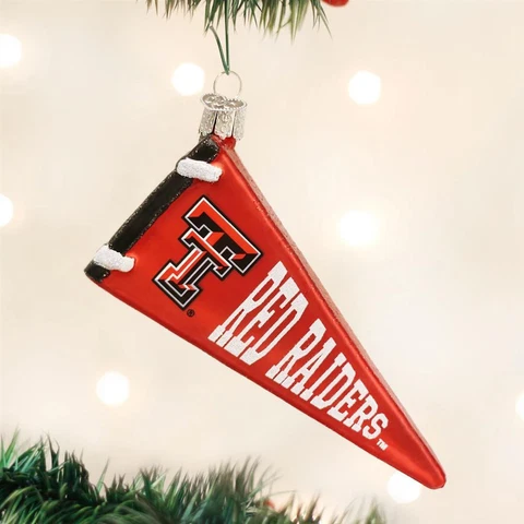 Texas Tech Red Raiders Glass Christmas Ornament - Pennant Cover