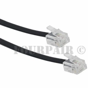 50 Fuß Telefon Leitungskabel Kabel 6P4C RJ11 DSL Modem Fax Telefon an Wand schwarz - Bild 1 von 1