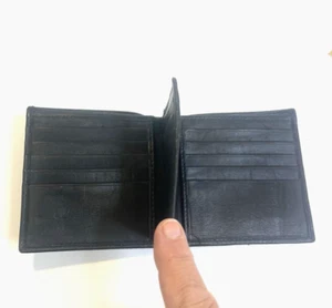 Genuine LEATHER WALLET Black 4x4" Mens Billfold Multi Card Holder w Insert - Picture 1 of 12