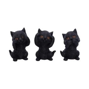 Figura Nemesis Now Three Wise Kitties See No Hear No Speak No Evil Black Cats - Imagen 1 de 7