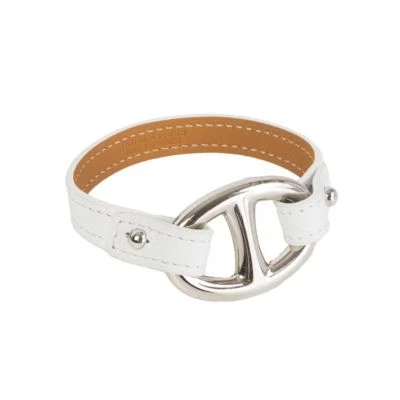 55781 подлинный HERMES белый Эпсом кожи GRANDVILLE браслет Sz M - Изображение 1 из 3