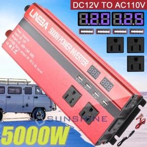 Convertidor 5000W 12V A 110V Con 4 USB 3 AC Toma Para Carro Inversor Corriente - Imagen 1 de 21
