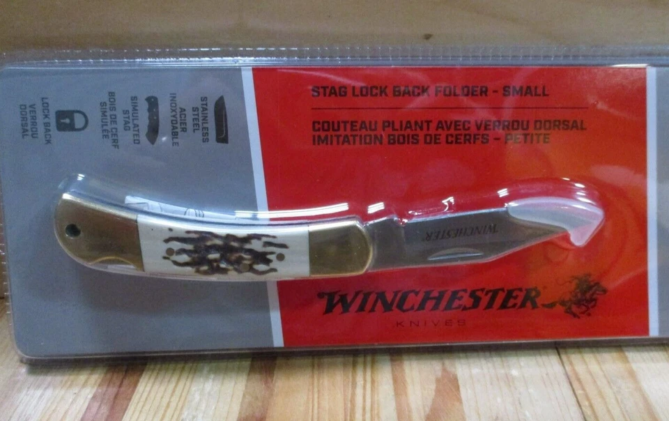 Winchester Small Imitation Stag Locking Pocketknife 5 7/8 Inches - 6220085W