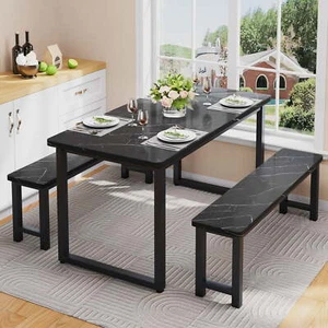 Kitchen Table with 2 Benches, 3 Piece Dining Table Set, Dining Table - Picture 1 of 5