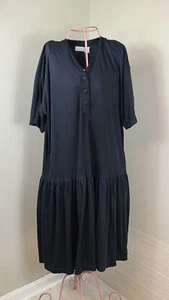 Vintage 1980's Honors Plus Shirt Dress Cover Black 44/24W - Picture 1 of 4