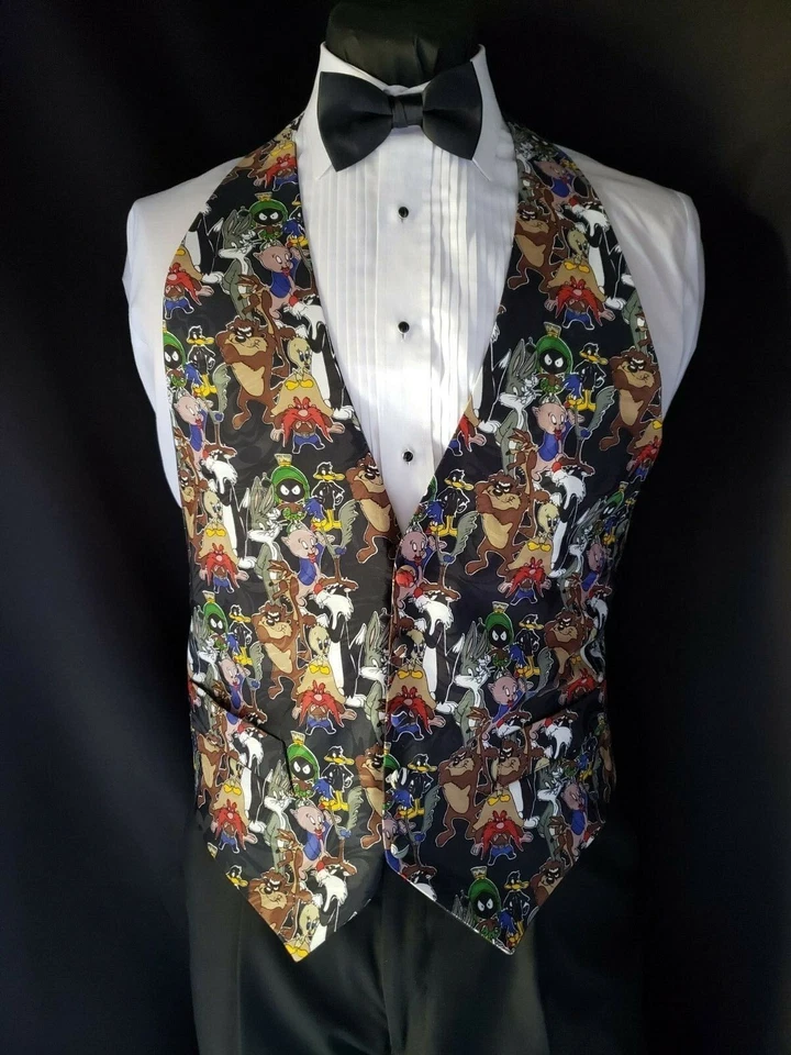 Yosemite Sam Road Runner Taz Bugs Daffy Sylvester Tweety Porky Tuxedo Vest Bow - Image 1 of 4