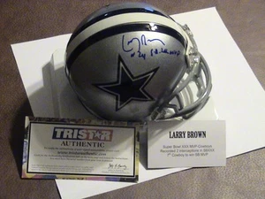 2011 TriStar Larry Brown Dallas Cowboys TCU Signed Mini Helmet COA - Picture 1 of 1