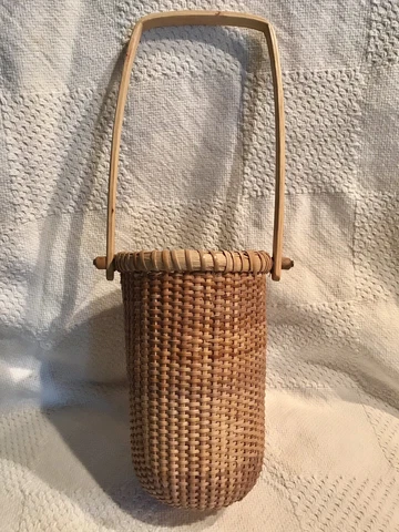 Nantucket basket floral wall nautical w.SWING handle 7”x 4” VGUC Cover