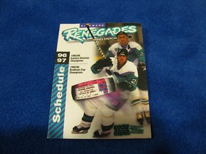 Richmond Renegades 1995/96 ECHL Minor Hockey Pocket Schedule - Icehouse/104.7