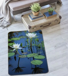 3D White Lotus Pond ZHUA3696 Game Non Slip Rug Mat Photo Carpet Zoe - Picture 1 of 5