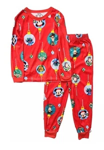 Disney Girls Red Mickey, Simba & Stitch Christmas Ornament Sleep Set Pajamas - Picture 1 of 3