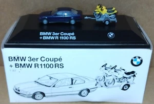 Herpa BMW 3er Coupe with 2 R 1100 RS Motorcycles on Trailer 1:87 HO Scale - Picture 1 of 21