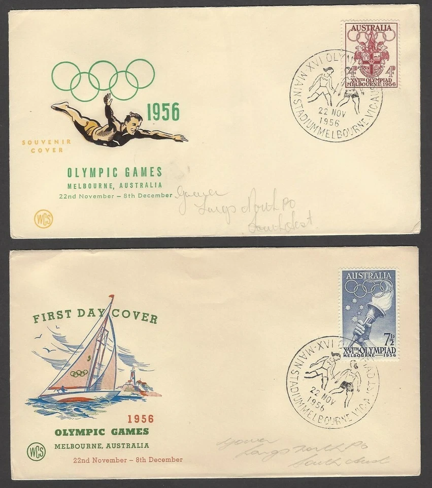 Cubiertas de recuerdo de los Juegos Olímpicos de Australia 1956, matasellos de carrera de relevos (2) Foto 1 de 1