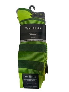 Van Heusen, 4 pair - Premium Dress Socks | Green - Stripes - Polka dots - Solid - Picture 1 of 3