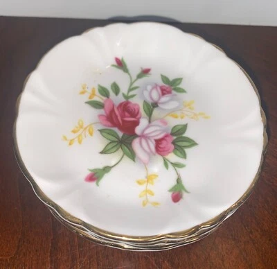 4 platos Royal Windsor Bone China Butter Pat rosa inglesa Foto 1 de 4