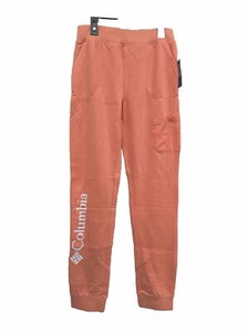 NWT Sz L Columbia Girls Joggers. Fleece Lined. Peach. Pockets. Logo. - Picture 1 of 6