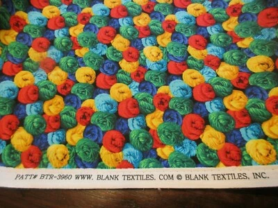 Skeins of Colorful Yarns Cotton Fabric 1 Yard Red Yellow Blue Green by Blank  - Image 1 of 3