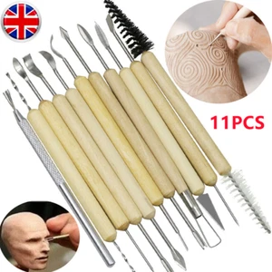 11Pcs Clay Pottery Tool Carving Modeling Ceramic Wood Tools Sculpting Craft UK - Picture 1 of 11