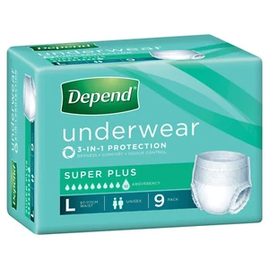 Depend Underwear Super Plus Unisex Large 9 Pack Code 19611 - Picture 1 of 6