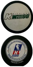 MICHIGAN K-WINGS IHL VINTAGE TRENCH CANADA OFFICIAL GAME PUCK RARE SLOVAKIA 