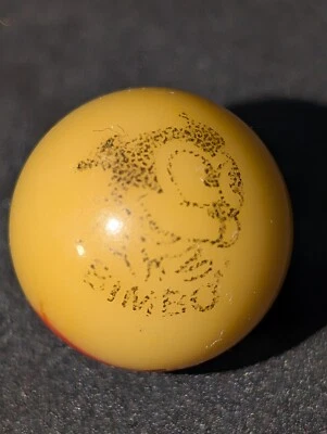 Peltier Glass Bimbo Comic Picture Marble .67, Yellow With Red, PPP, VHTF - Image 1 of 4