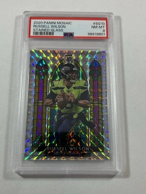Mosaic Russel Wilson 2020 vitral estuche SG10 Hit PSA 8 Seahawks  Foto 1 de 2