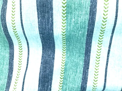 Richloom Outdoor Striped Fabric with Green Blue Weekender Lagoon by The Yard - Image 1 of 4