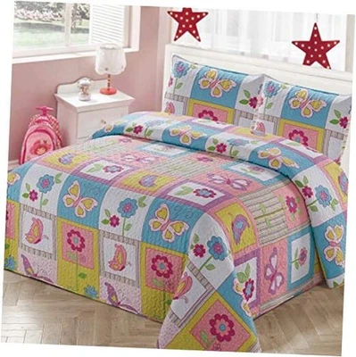 Better Home Style White Pink Blue & Yellow Patchwork Floral Queen / Full - Image 1 of 2