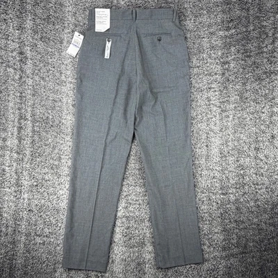 Pantalones de vestir Calvin Klein grises ajustados elásticos delanteros planos talla 18 NUEVO Foto 1 de 4