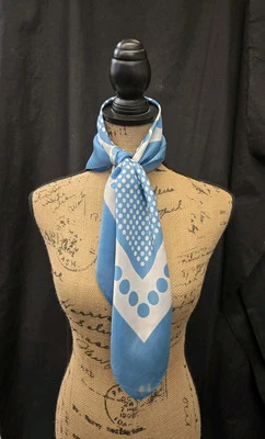 "Bufanda cuadrada de acetato Christian Barnard Paris de colección lunares azul/blanco 26""" Foto 1 de 4