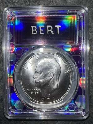 1971-S $1 dólar Eisenhower prata São Francisco PCGS MS67 ETIQUETA BERT!! - Imagem 1 de 2