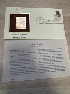 1994 Buffalo Soldiers Legacy of Honor22k Gold Stamp Replica First Day Issue - Picture 1 of 13