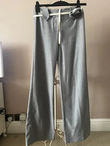 Karen Millen Pale Blue Wool Straight Leg Trousers – Size 8 - Picture 1 of 4