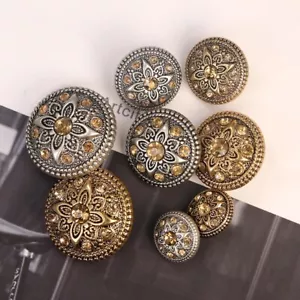 6X Vintage Style Rhinestone Round Buttons with Shank Sewing Button Materials DIY - Bild 1 von 8