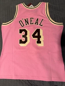 Mitchell & Ness NBA Pink Brown Sugar Bacon Swingman Jersey LA Lakers 1996 O'Nea - Picture 1 of 4