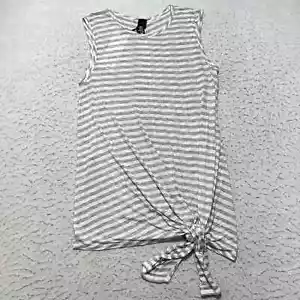 Bobi Los Angeles Women's XS Sleeveless Tank Top Tie Strap Gray + White Striped - Picture 1 of 10