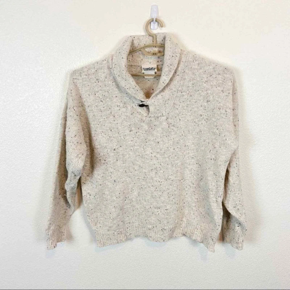 Fisherman Sweater Men's SZ L Cream Fleck High Neck Pullover Northern Reflections - Image 1 of 4
