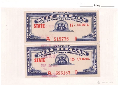 W108 Mich Liq Control Commission Wine Tax 4 Ea - Image 1 of 2