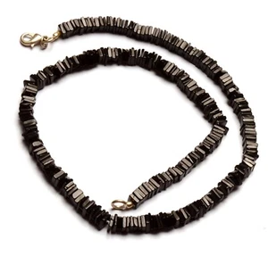 Natural Black Spinel Gemstone 5 mm Size Smooth Heishi Shape Beads 17" Necklace - Picture 1 of 4