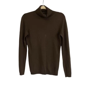 Moda International 90s Y2K Sweater Silk Cashmere Turtleneck Brown Clean Girl M - Picture 1 of 10