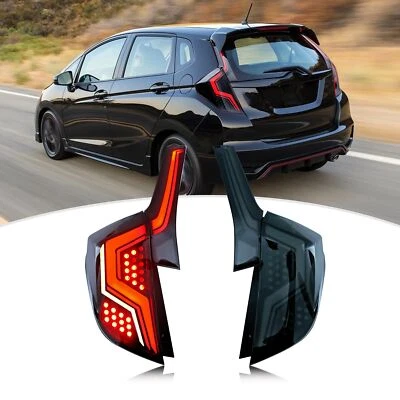 Conjunto de luces traseras LED para Honda Fit 2014-2020 señal dinámica negras Foto 1 de 4